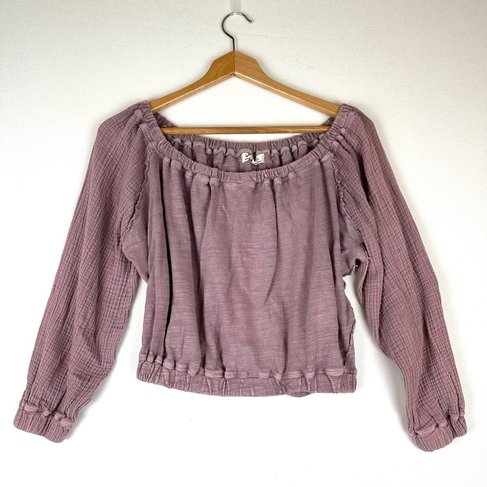 We the Free Crop Off the Shoulder Peasant Long Sleeve Shirt Boho